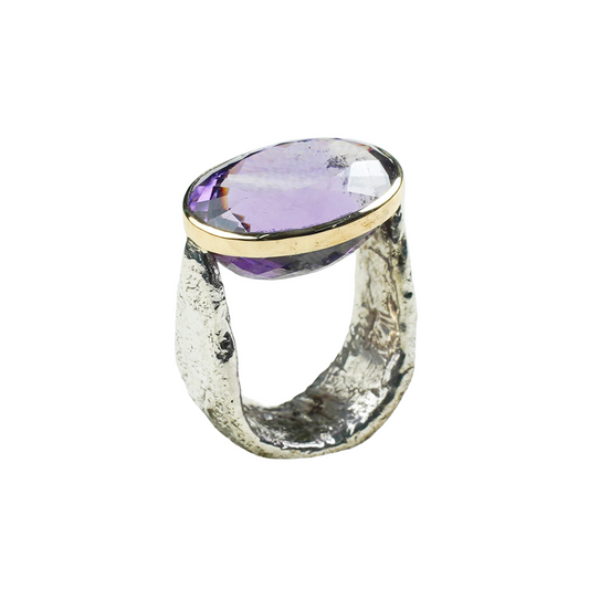 Aged Silver & Amethyst Ring