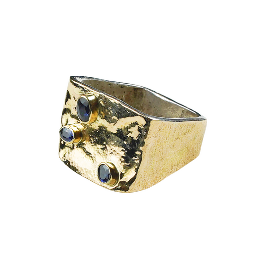 Sapphire & Contoured Gold Ring