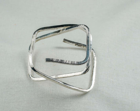 Bent Square Tube Silver Cuff