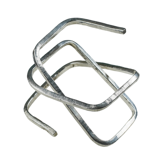 Bent Square Tube Silver Cuff