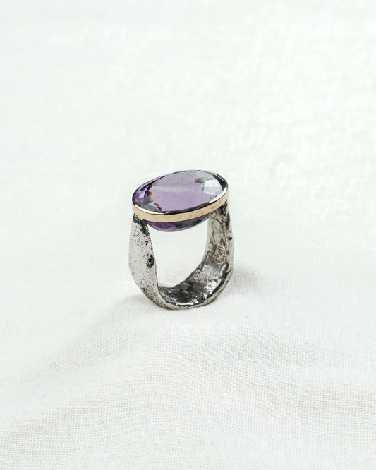 Aged Silver & Amethyst Ring