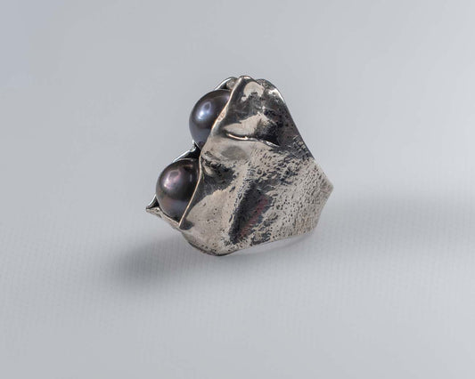 Two Black Pearl Ring